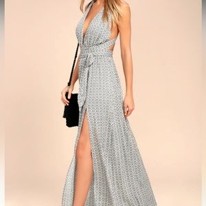Lulus Casablanca queen printed maxi dress halter wrap ties